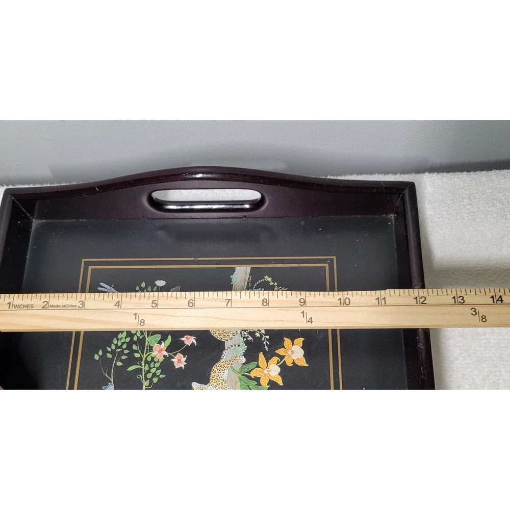 Lynn Chase Jaguar Jungle Wooden Tray w/ Handles 16 X‎ 12